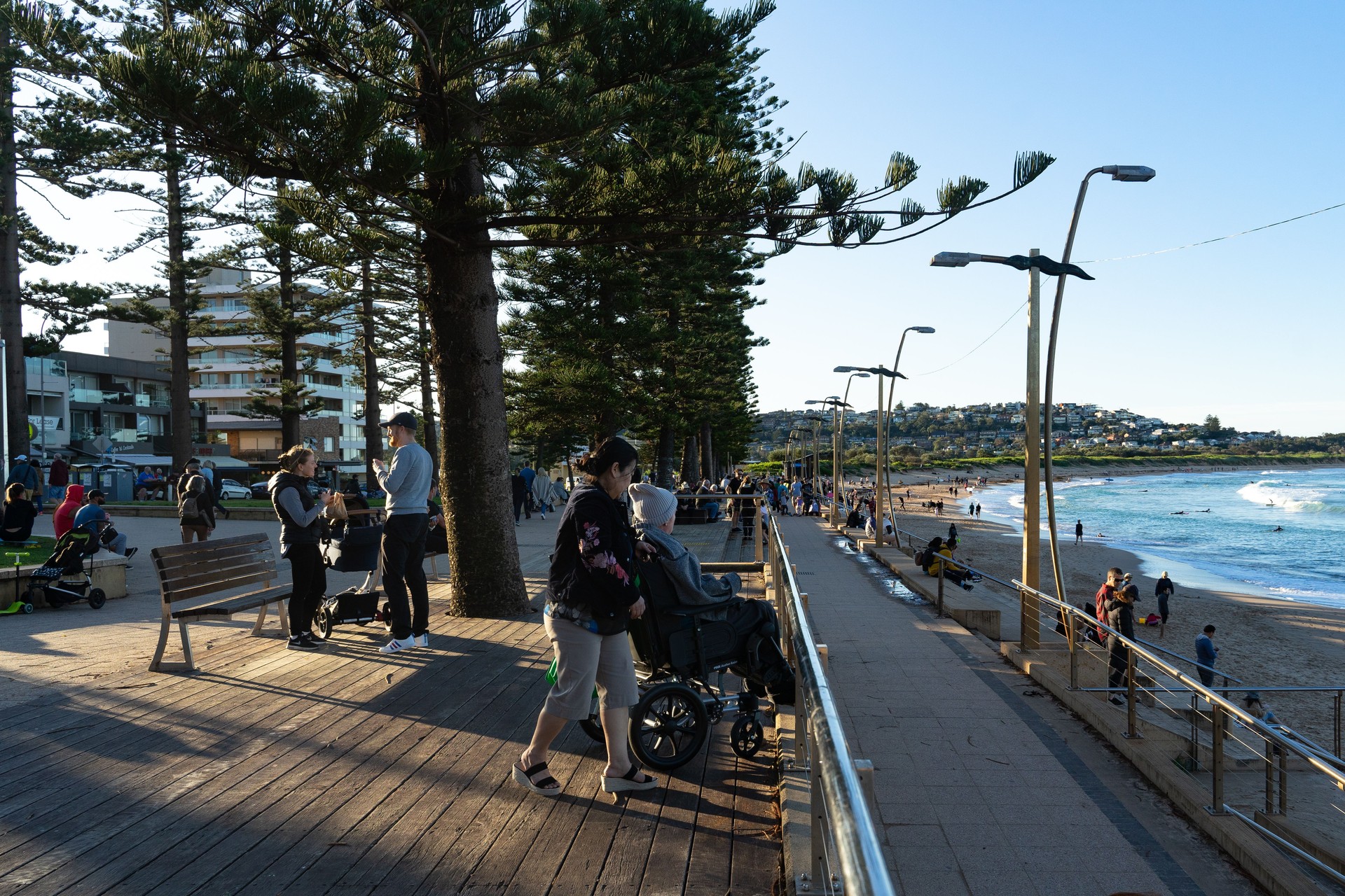 Crowd of people at the Winter Australian beach